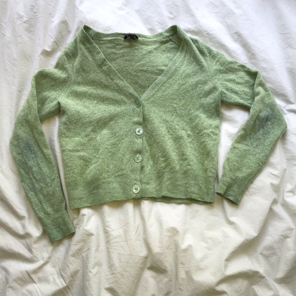 Green Wool Angora Cardigan